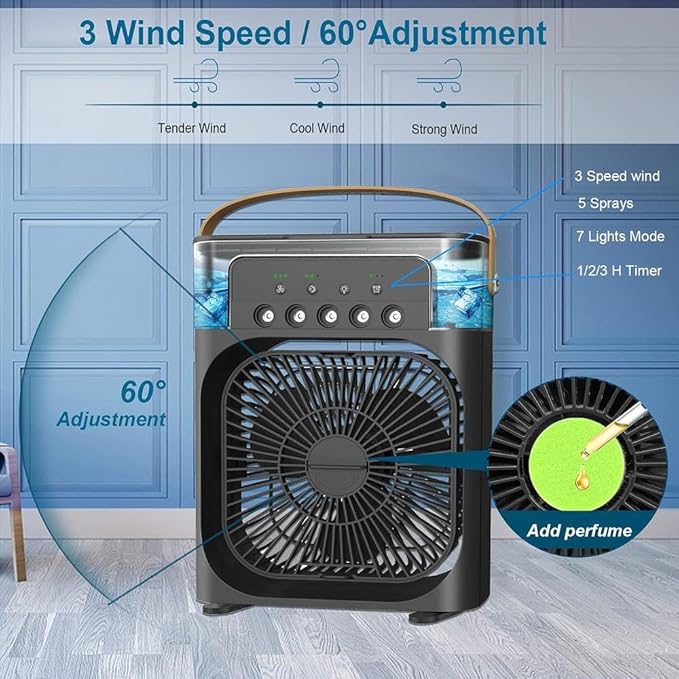 ❄️ 4-in-1 Portable Air Cooler Fan | Humidifier + Purifier + Ice Cooling | USB Rechargeable - Zafiee Mart