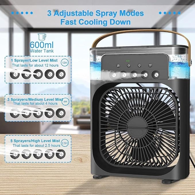 ❄️ 4-in-1 Portable Air Cooler Fan | Humidifier + Purifier + Ice Cooling | USB Rechargeable - Zafiee Mart