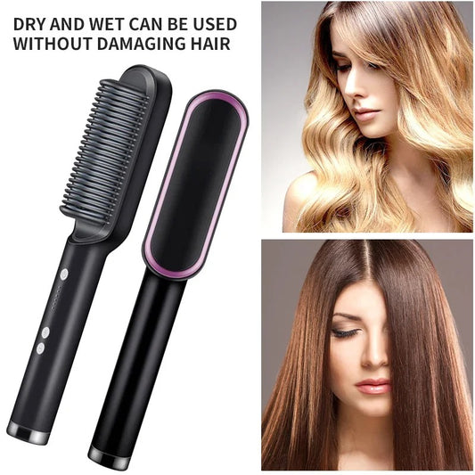 Professional Electric Hair Straightening Brush β Fast & Damage-Free Styling - Zafiee Mart