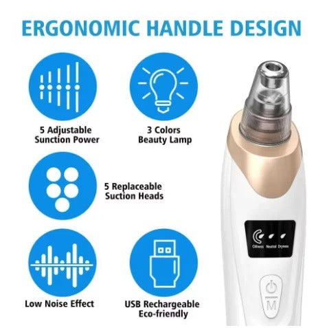 5-in-1 Rechargeable Derma Suction Blackhead Remover β Pore Vacuum Cleaner - Zafiee Mart
