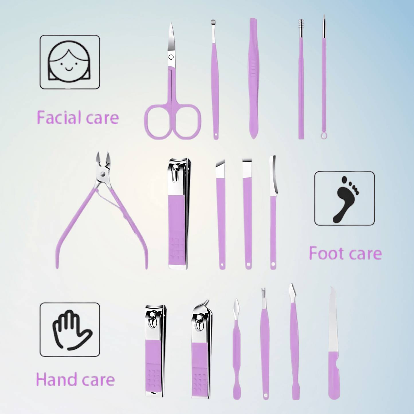 16 in 1 Manicure & Pedicure Kit with Leather Bag - Zafiee Mart