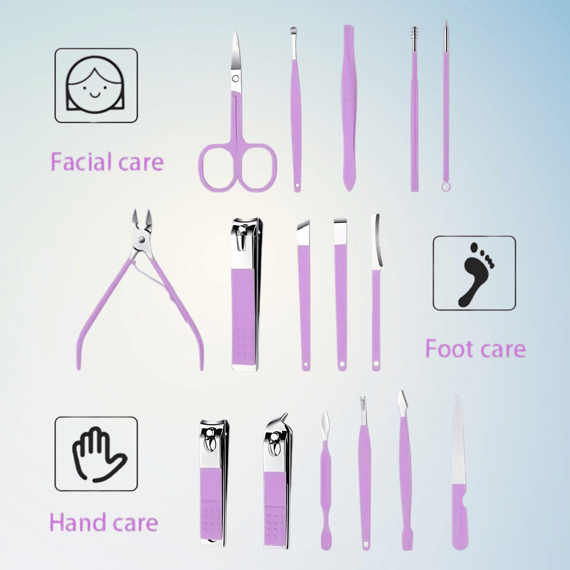 16 in 1 Manicure & Pedicure Kit with Leather Bag - Zafiee Mart