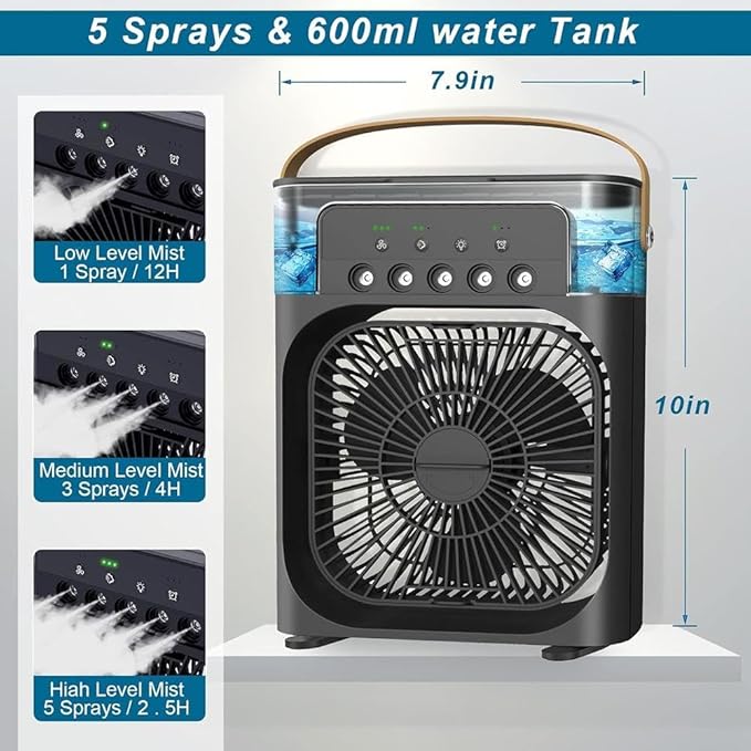 ❄️ 4-in-1 Portable Air Cooler Fan | Humidifier + Purifier + Ice Cooling | USB Rechargeable - Zafiee Mart
