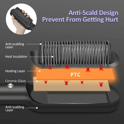 Professional Electric Hair Straightening Brush – Fast & Damage-Free Styling - Zafiee Mart